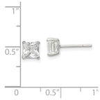 Sterling Silver 5mm Square CZ Basket Set Stud Earrings