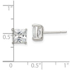 Sterling Silver 6mm Square CZ Basket Set Stud Earrings