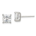 Sterling Silver 6mm Square CZ Basket Set Stud Earrings
