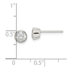 Sterling Silver Polished 5mm Round CZ Bezel Set Stud Earrings