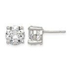 Sterling Silver Polished 8mm Round CZ Stud Earrings