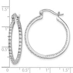 Sterling Silver Rhodium-plated CZ IN/OUT Hoop Earrings