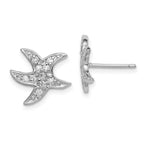 Sterling Silver Rhodium-plated CZ Starfish Earrings