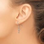 Sterling Silver Polished & Textured Cross Dangle Earrings