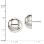 Sterling Silver Polished 16mm Button Earrings