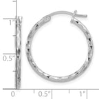 Sterling Silver Rhodium-plated 2mm Diamond Cut Hoop Earrings