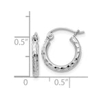 Sterling Silver Rhodium-plated 2mm Diamond Cut Hoop Earrings