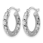 Sterling Silver Rhodium-plated 3.00mm Diamond-cut Hoop Earrings