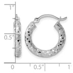 Sterling Silver Rhodium-plated 3.00mm Diamond-cut Hoop Earrings