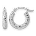 Sterling Silver Rhodium-plated 3.00mm Diamond-cut Hoop Earrings