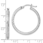 Sterling Silver Rhodium-plated 3mm Polished/Satin Diamond-cut Hoop Earrings