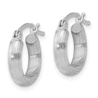 Sterling Silver Rhodium-plated 3mm Polished/Satin Diamond-cut Hoop Earrings