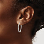 Sterling Silver 2.00mm Square Tube Oval Hoop Earrings