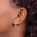 Sterling Silver Polished Tapered Round Hoop Earrings