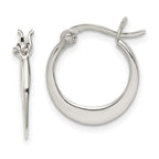 Sterling Silver Polished Tapered Round Hoop Earrings