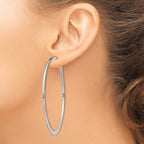 Sterling Silver Polish & Tapered 1.5mm Omega Back Round Hoop Earrings
