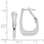 Sterling Silver Rhodium-plated Tapered Omega Back Hoop Earrings
