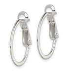Sterling Silver Rhodium-plated 1.5mm Oval Omega Back Hoop Earrings