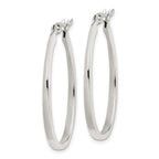 Sterling Silver Tapered 3mm Oval Hoop Earrings