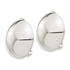 Sterling Silver Polished Non-Pierced 23mm Circle Button Earrings