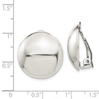 Sterling Silver Polished Non-Pierced 23mm Circle Button Earrings