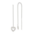 Sterling Silver Polished & Hammered Heart Threader Earrings