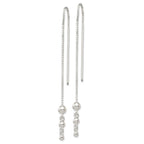 Sterling Silver Polished Triple Graduated Ball Threader Earrings