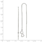 Sterling Silver Polished Double Heart Threader Earrings