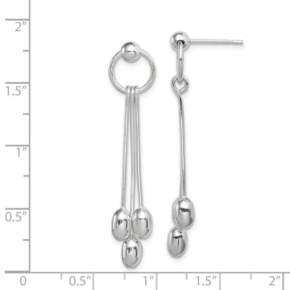 Sterling Silver Polished Multi-strand Oval Beaded Post Dangle Earrings