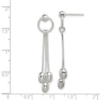 Sterling Silver Polished Multi-strand Oval Beaded Post Dangle Earrings