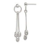 Sterling Silver Polished Multi-strand Oval Beaded Post Dangle Earrings