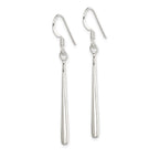 Sterling Silver Polished Teardrop Bar Dangle Earrings