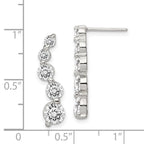 Sterling Silver Rhodium-plated Polished CZ Journey Post Earrings