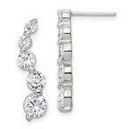 Sterling Silver Rhodium-plated Polished CZ Journey Post Earrings