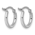 Sterling Silver Rhodium-plated 2mm Round Hoop Earrings