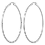 Sterling Silver Rhodium-plated 2mm Round Hoop Earrings