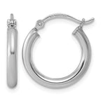 Sterling Silver Rhodium-plated 2.5mm Round Hoop Earrings