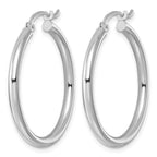 Sterling Silver Rhodium-plated 2.5mm Round Hoop Earrings