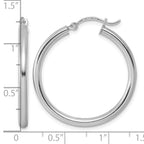 Sterling Silver Rhodium-plated 2.5mm Round Hoop Earrings