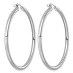 Sterling Silver Rhodium-plated 2.5mm Round Hoop Earrings