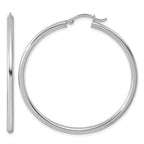 Sterling Silver Rhodium-plated 2.5mm Round Hoop Earrings
