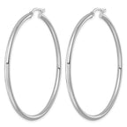 Sterling Silver Rhodium-plated 2.5mm Round Hoop Earrings