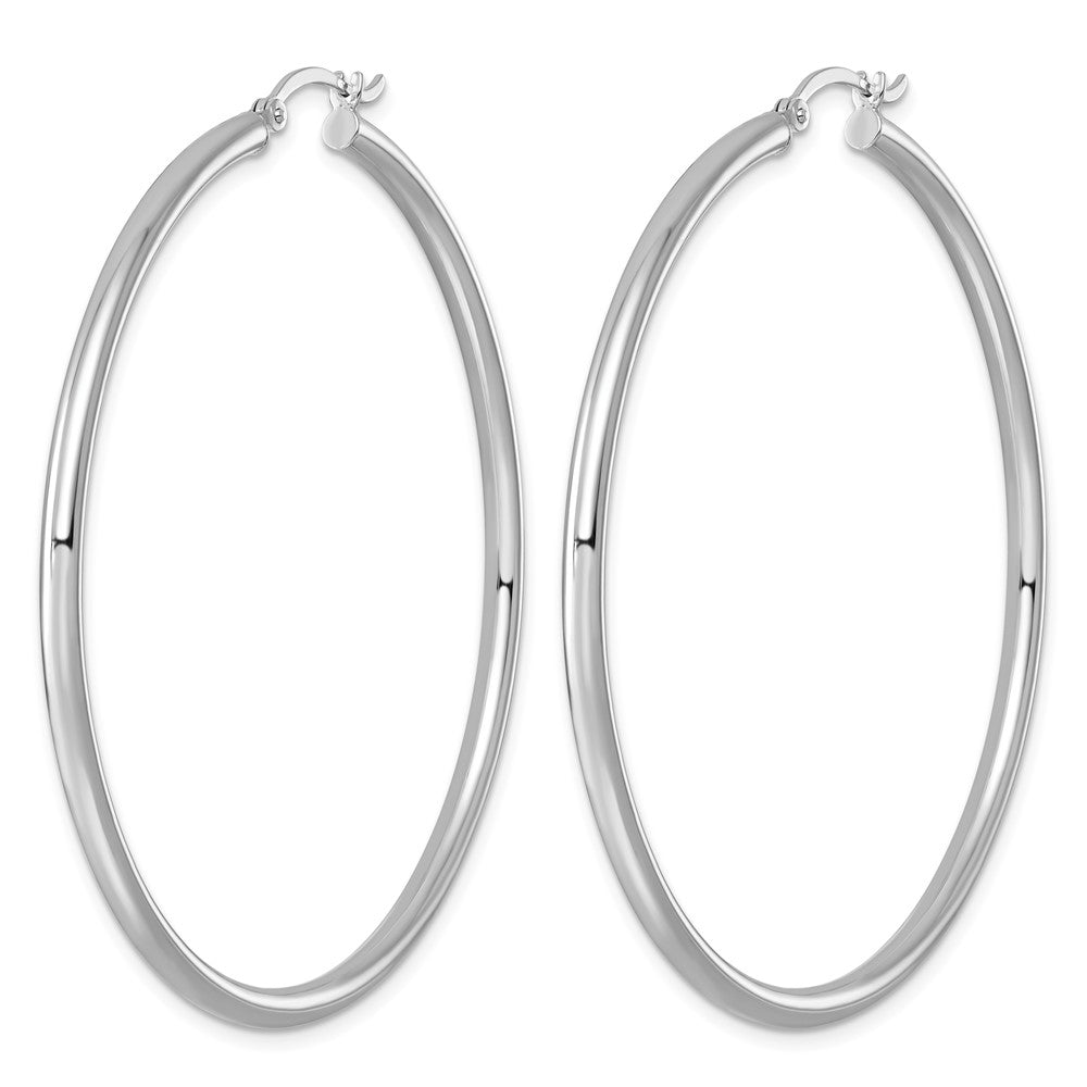 Sterling Silver Rhodium-plated 2.5mm Round Hoop Earrings