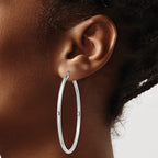 Sterling Silver Rhodium-plated 2.5mm Round Hoop Earrings