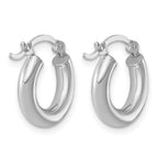 Sterling Silver Rhodium-plated 3mm Round Hoop Earrings