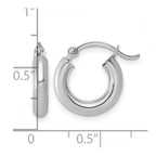 Sterling Silver Rhodium-plated 3mm Round Hoop Earrings