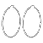 Sterling Silver Rhodium-plated 3mm Round Hoop Earrings