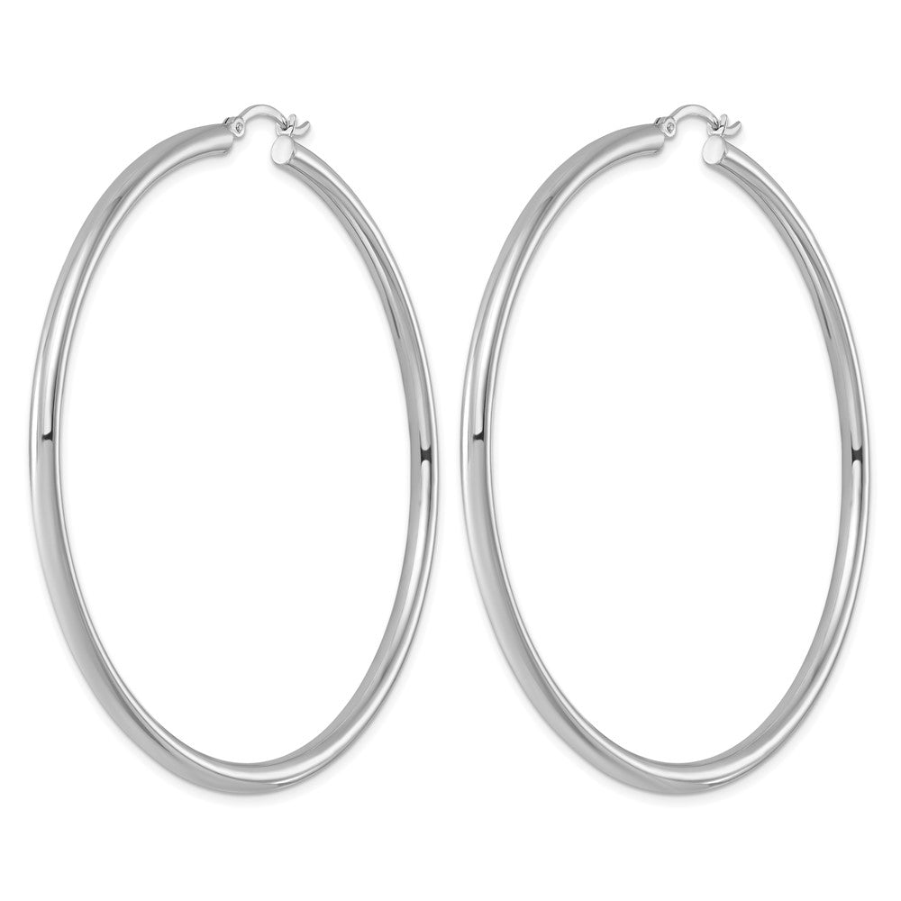 Sterling Silver Rhodium-plated 3mm Round Hoop Earrings