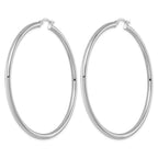 Sterling Silver Rhodium-plated 3mm Round Hoop Earrings