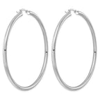Sterling Silver Rhodium-plated 3mm Round Hoop Earrings